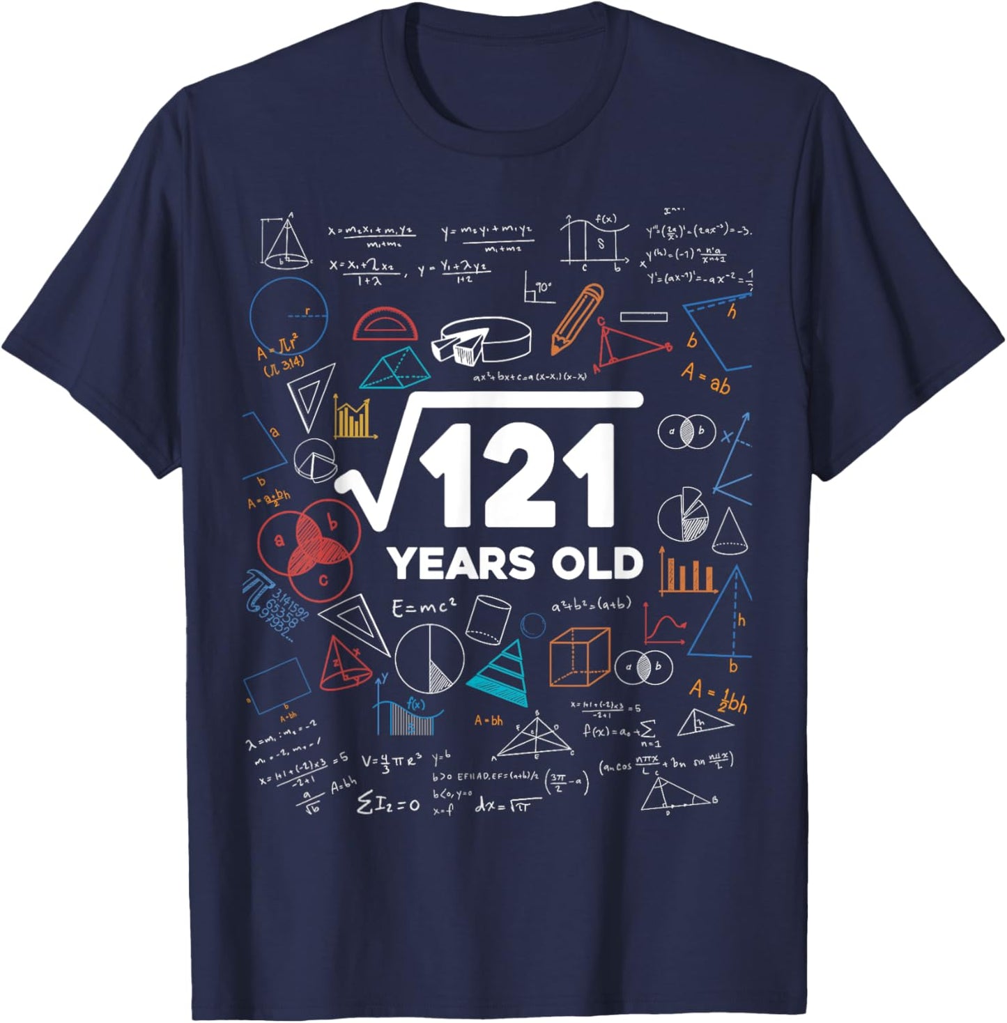 Square Root Of 121 11th Birthday Math Lover 11 Year Old Bday T-Shirt - T-Shirt | Navy