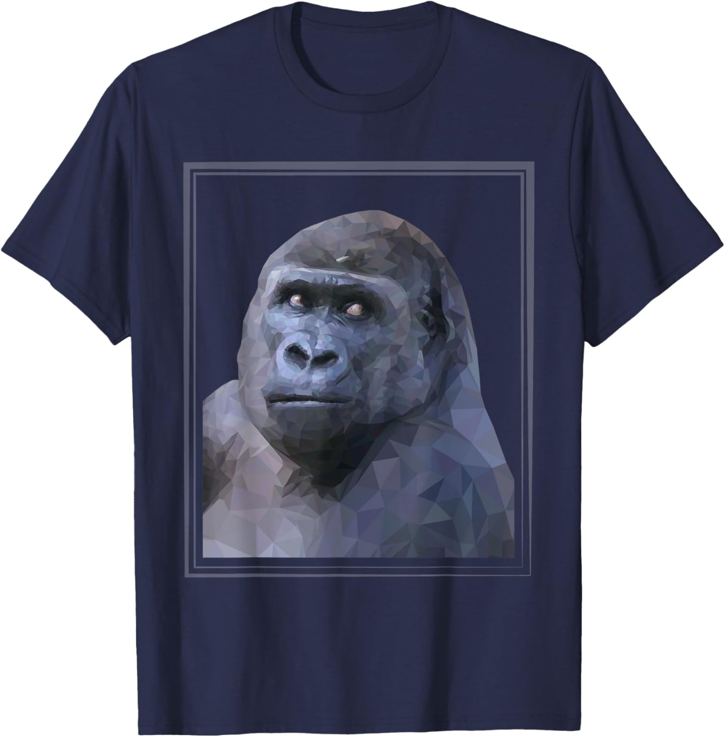 Gorilla Polygonal Design Animals Gorillas Wildlife Nature T-Shirt - T-Shirt | Navy