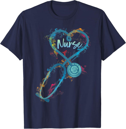 Nurse Stethoscope Heartbeat EKG Medical RN Gift T-Shirt - T-Shirt | Navy