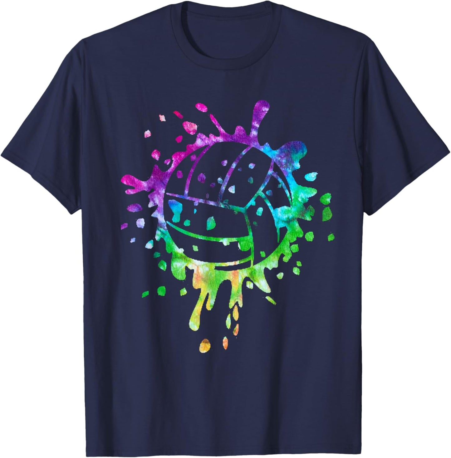 Volleyball Tie Dye Girls Distressed Ball T-Shirt - T-Shirt | Navy