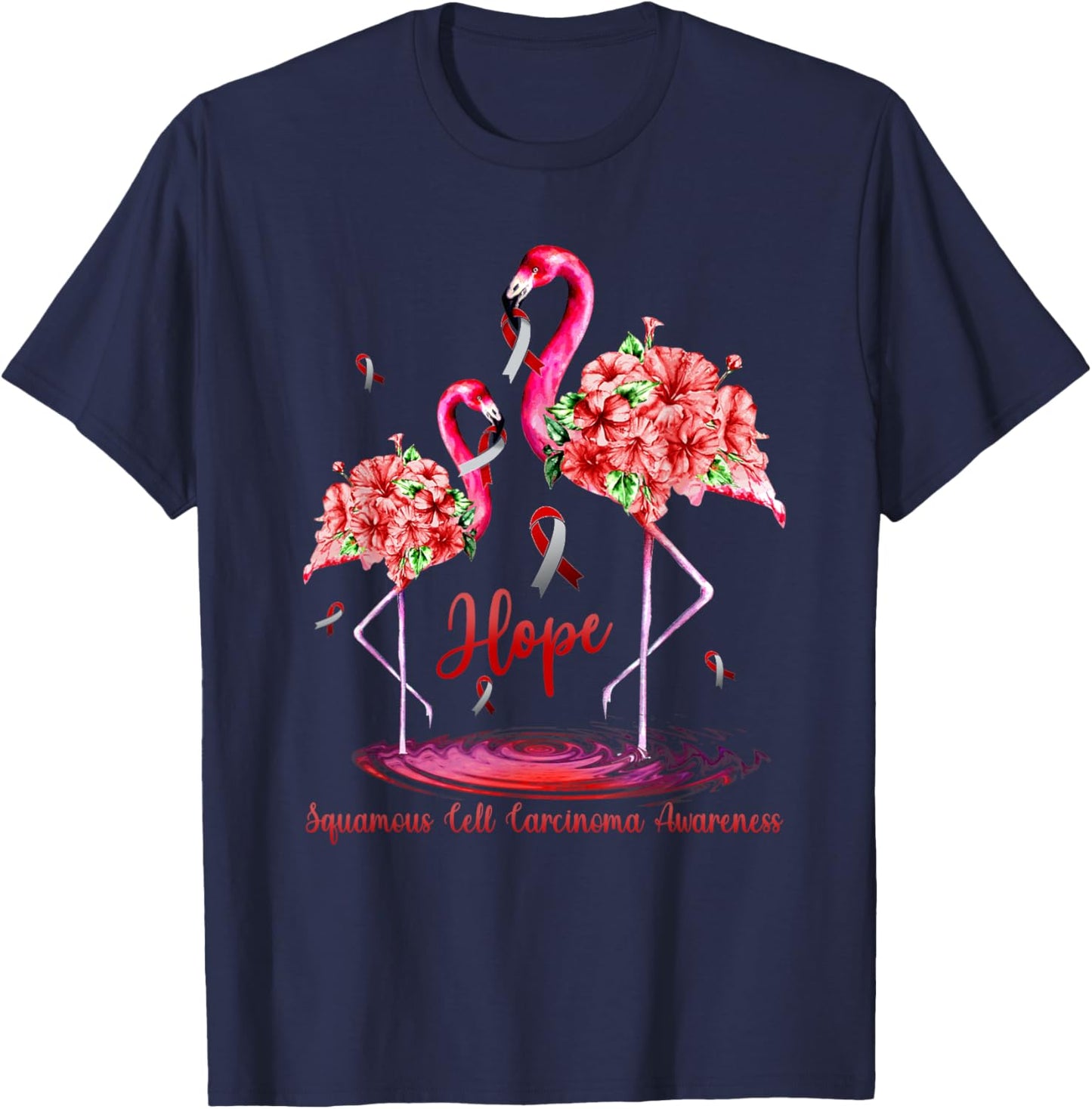 Flamingo Squamous Cell Carcinoma Awareness T-Shirt - T-Shirt | Navy