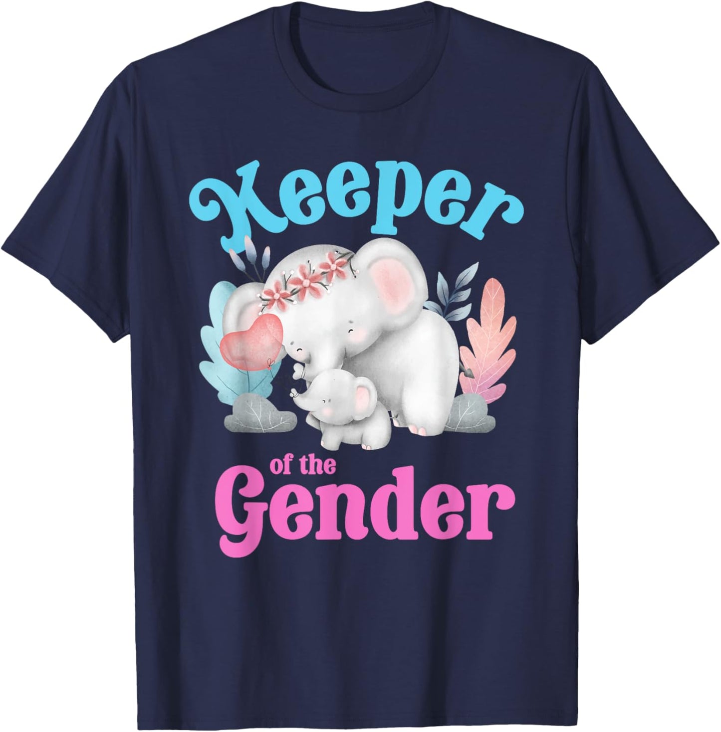 Cute Baby Elephant Keeper of Gender - baby reveal party idea T-Shirt - T-Shirt | Navy