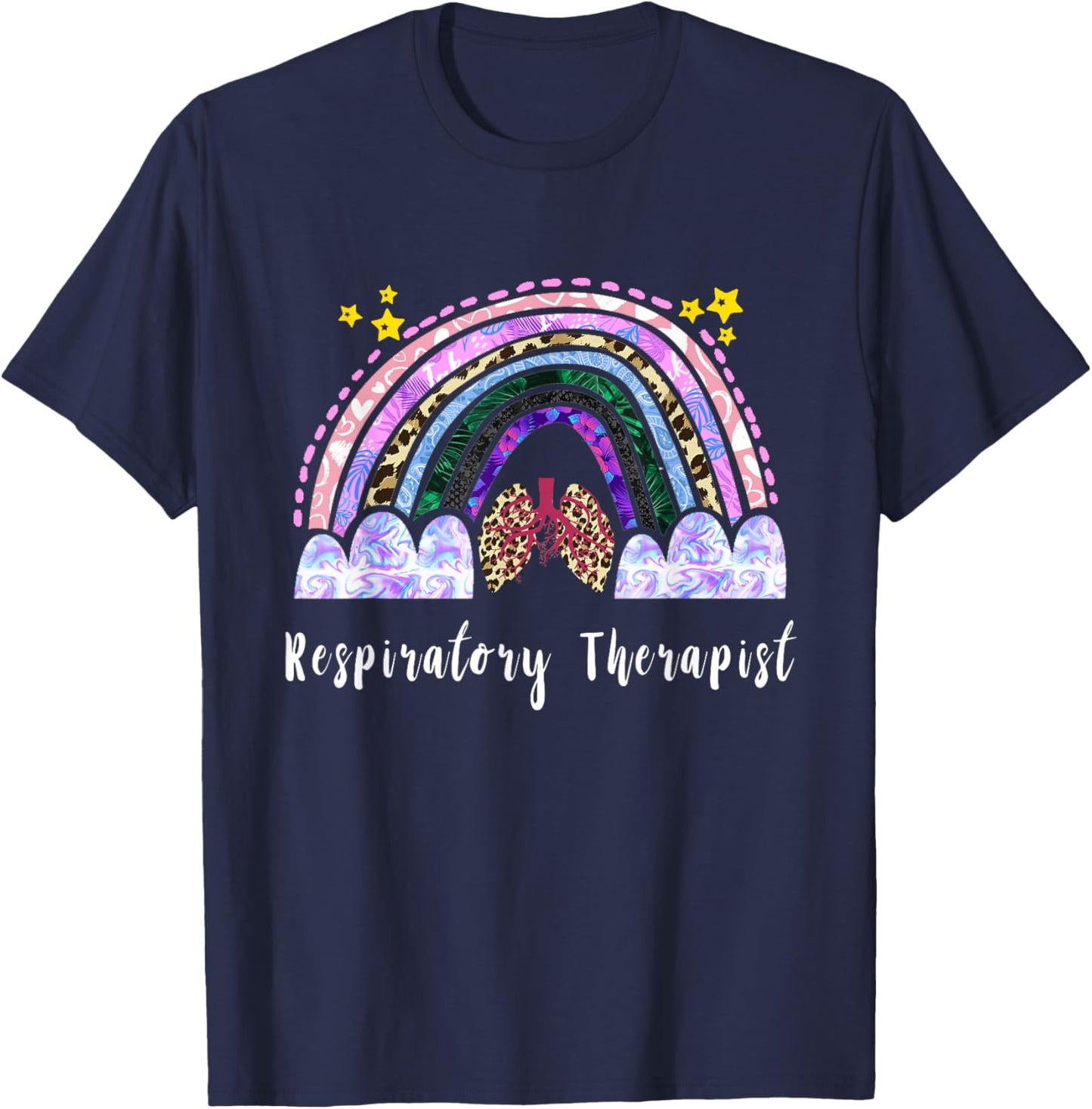 Respiratory Therapist Lung Rainbow Lung Respiratory Therapy T-Shirt - T-Shirt | Navy