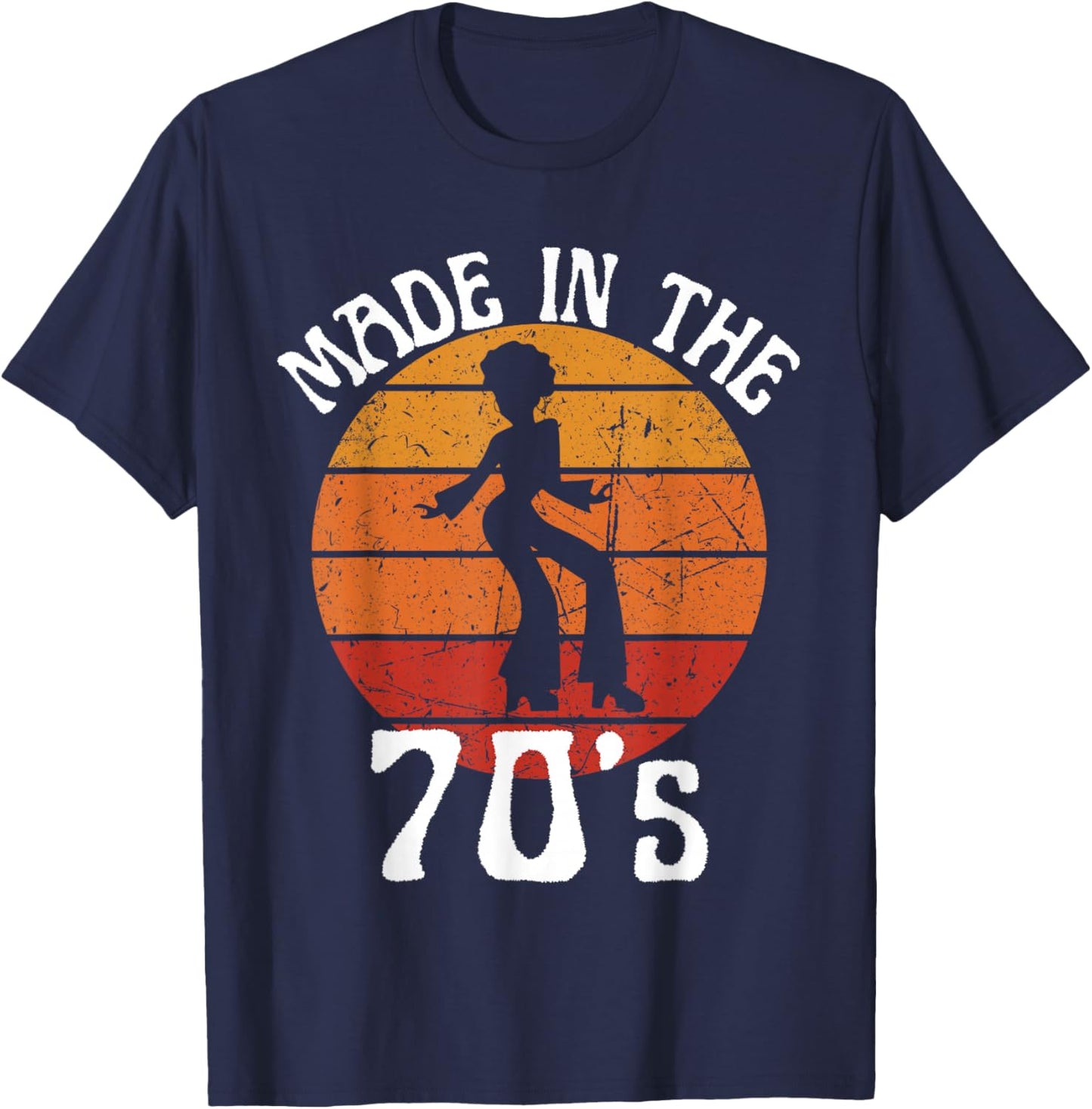 Made in 70s Black Afro African American Dancer Sunset T-Shirt - T-Shirt | Navy