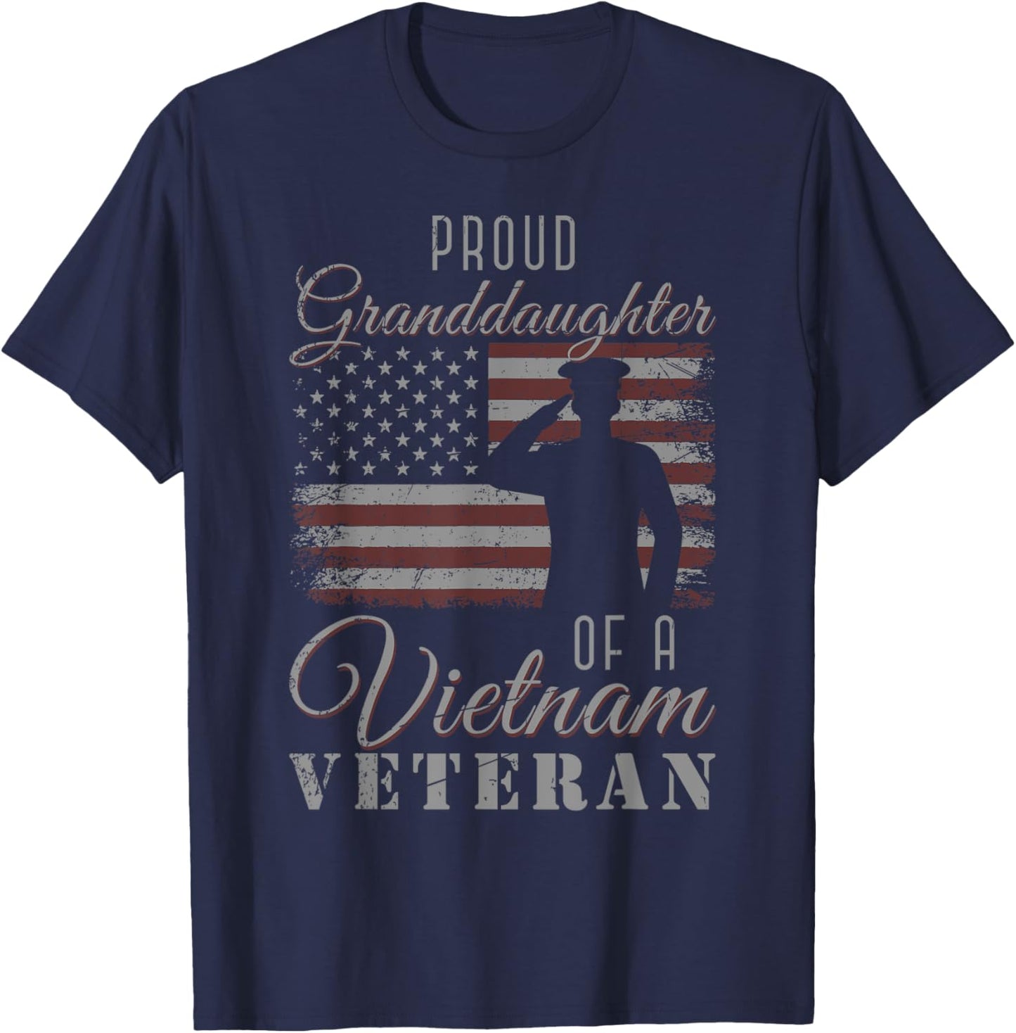 Proud Granddaughter US Flag 4th Of July Vietnam Veteran T-Shirt - T-Shirt | Navy