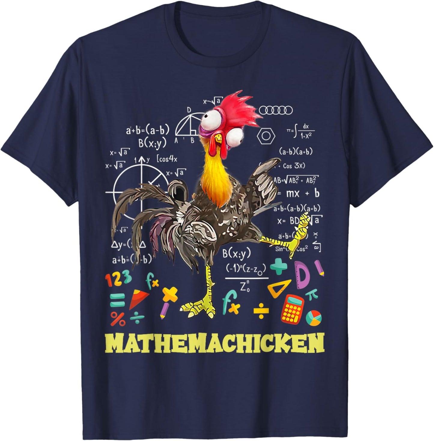 Mathemachicken shirt teacher Math Lovers Funny chicken Women Kids T-Shirt - T-Shirt | Navy