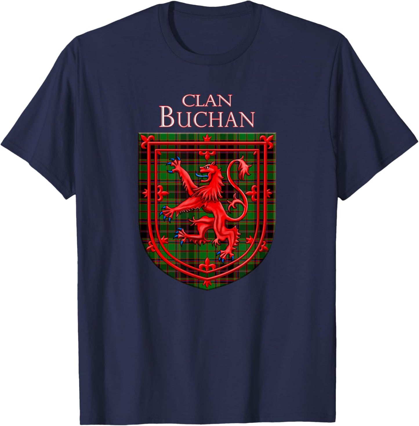 Buchan Tartan Scottish Plaid Lion Rampant T-Shirt - T-Shirt | Navy