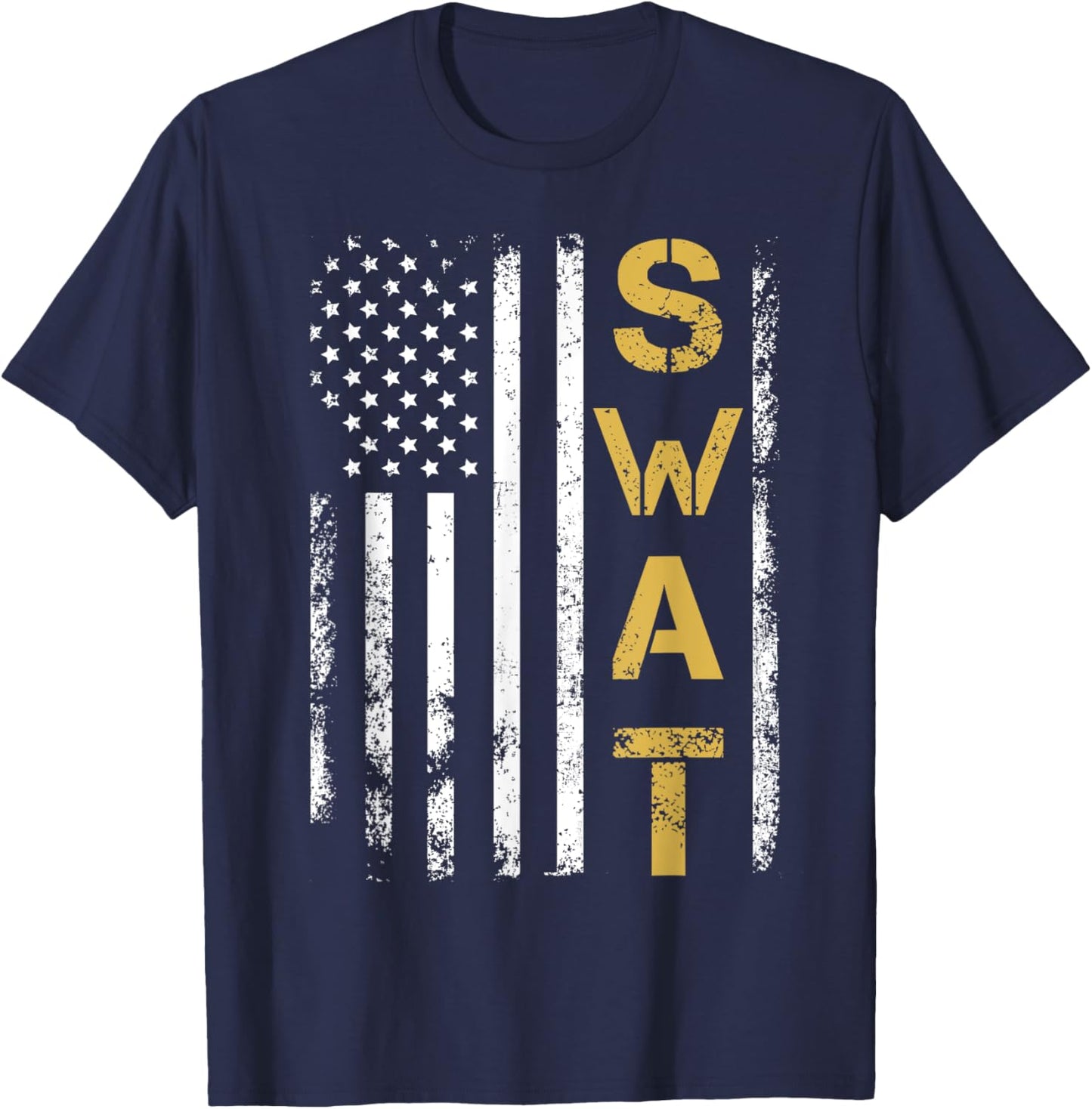 Retired SWAT American Flag Police Officer Thin Blue Line Women Men T-Shirt - T-Shirt | Navy