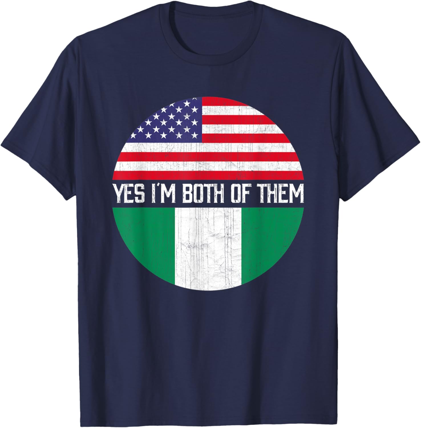 Half American Half Nigerian USA Flag Family Heritage Women Kids Men T-Shirt - T-Shirt | Navy