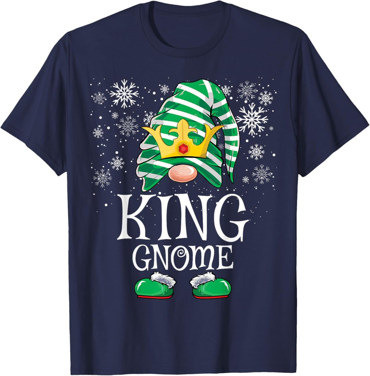 King Gnome Matching Family Gnomes Funny Christmas T-Shirt - T-Shirt | Navy