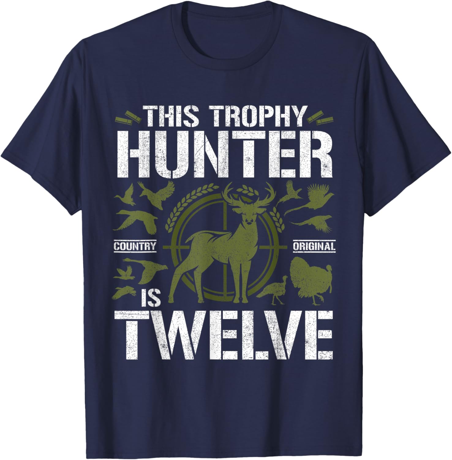 12 Year Old Hunting Birthday Party Deer Hunter 12th Gift T-Shirt - T-Shirt | Navy