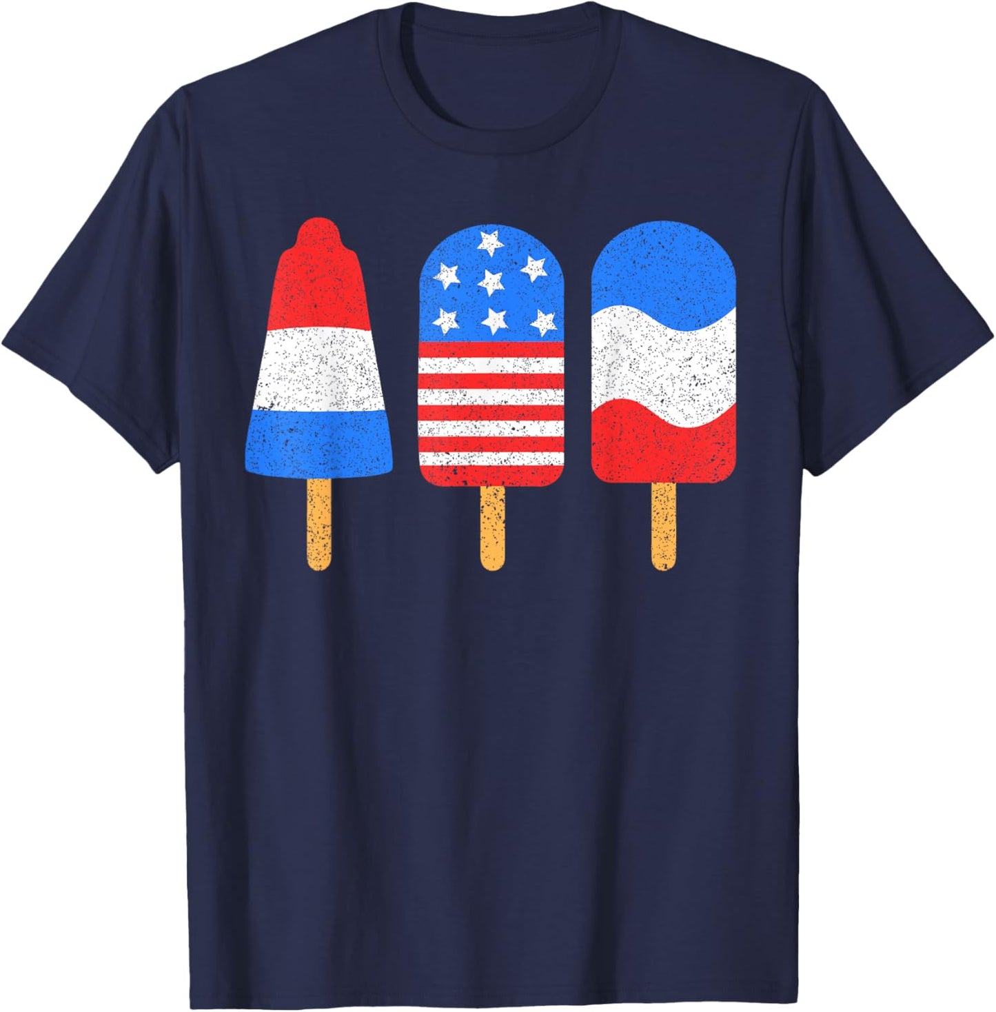 4th of July Ice Pops Red White Blue American Flag Patriotic T-Shirt - T-Shirt | Navy