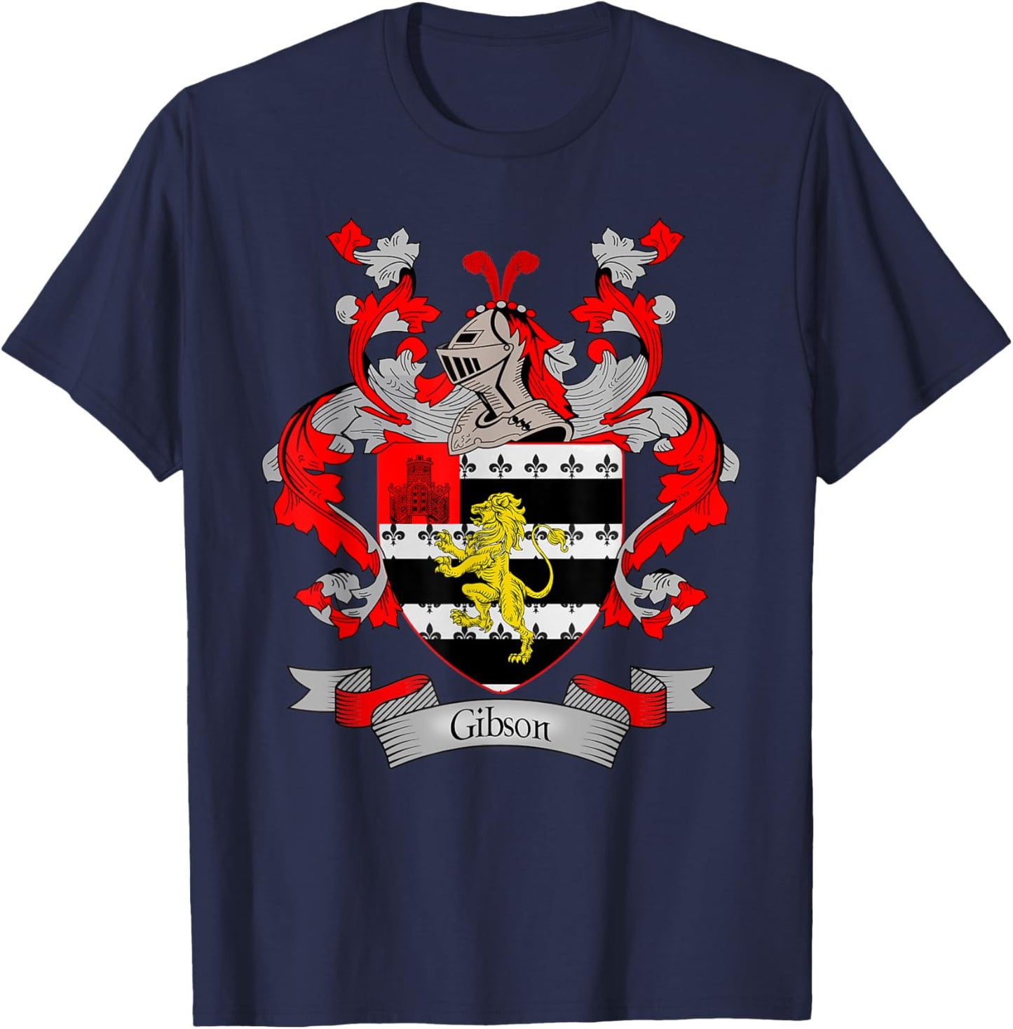 Gibson Coat of Arms | Gibson Surname Family Crest T-Shirt - T-Shirt | Navy