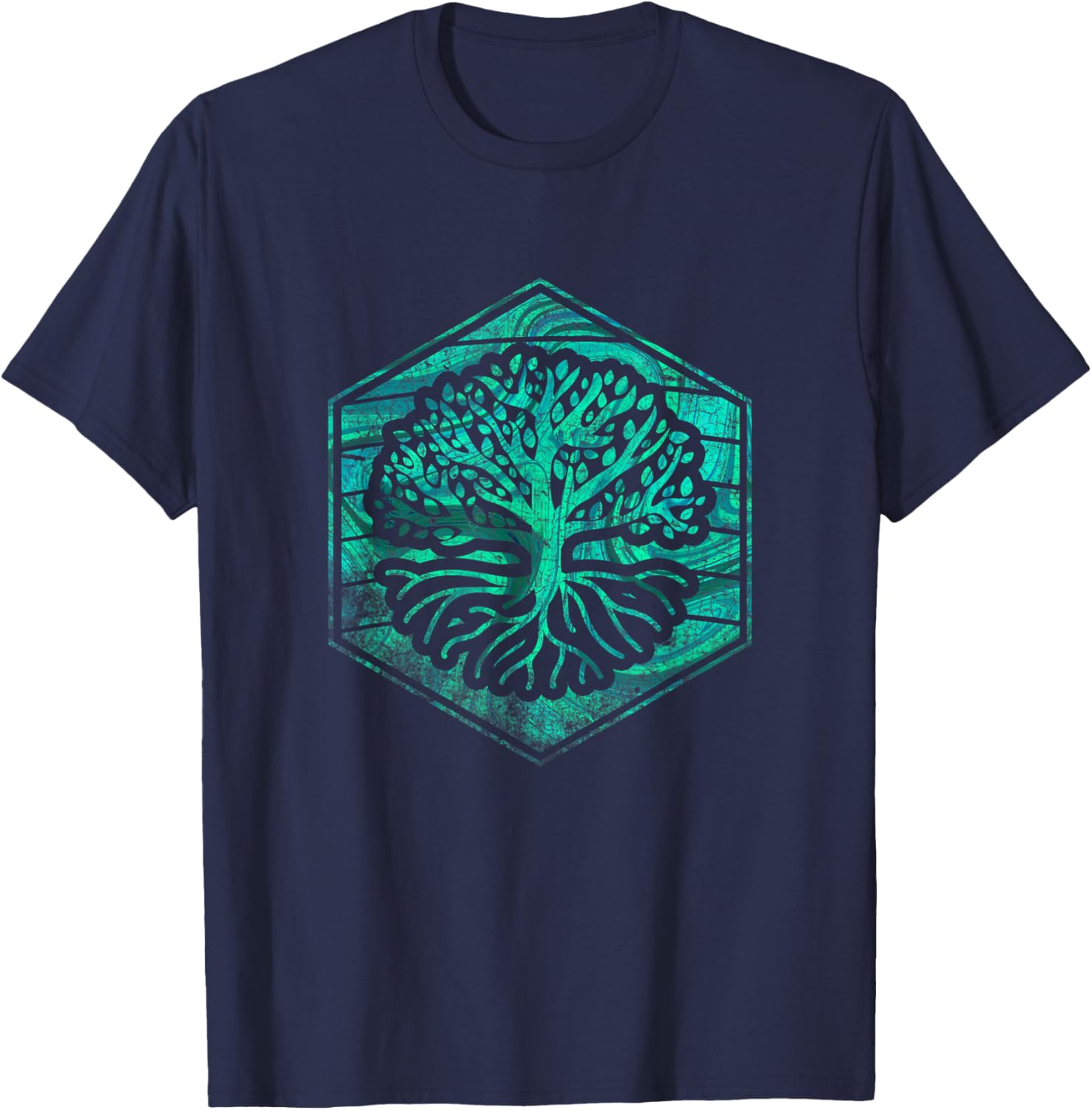 Tree Yggdrasil Viking Celtic Norse Life Symbol T-Shirt - T-Shirt | Navy