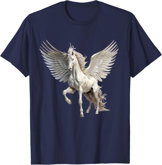 Pegasus, Winged flying horse, Greek Ancient Mythology T-Shirt - T-Shirt | Navy