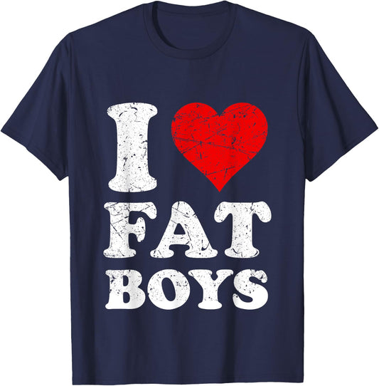 Distressed I Heart Fat Boys I Love Fat Boys T-Shirt - T-Shirt | Navy