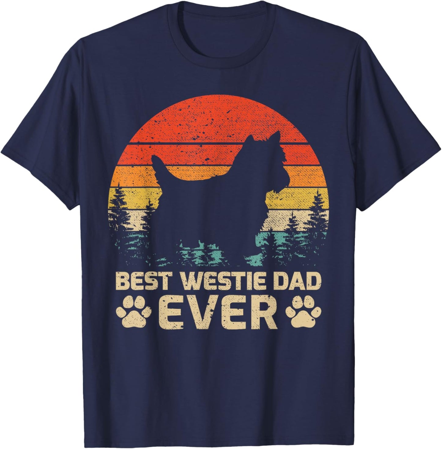 Retro Vintage Best Westie Dad Ever Father's Day T-Shirt - T-Shirt | Navy