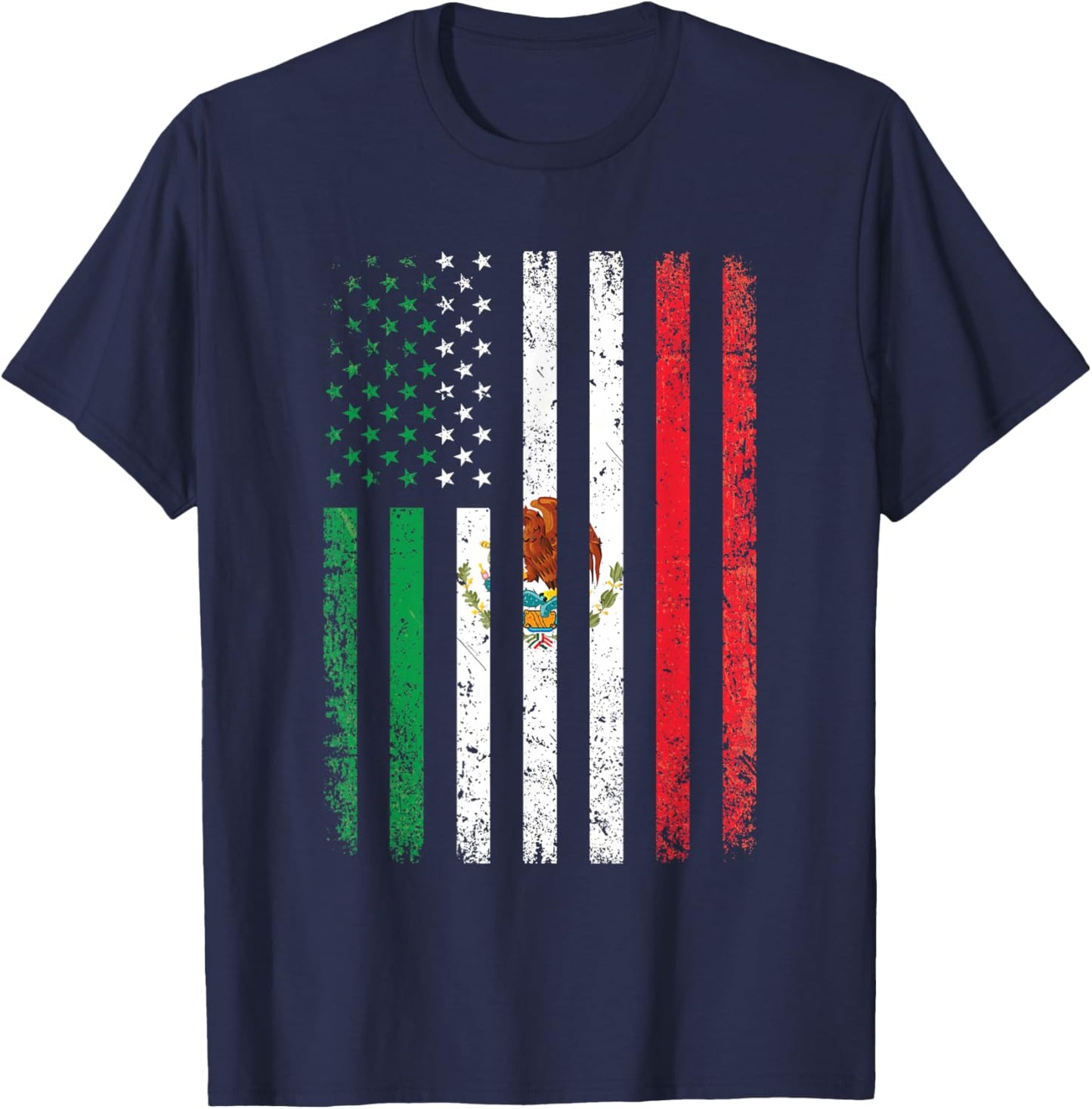 Mexico Flag Gift 4th of July USA American Mexican Flag T-Shirt - T-Shirt | Navy