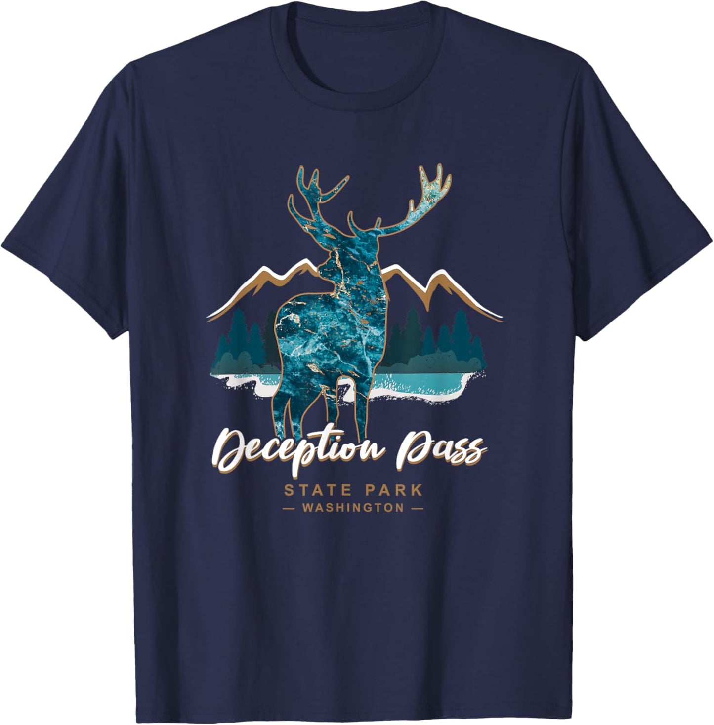 Deception Pass State Park Oak Harbor Washington USA Camping T-Shirt - T-Shirt | Navy