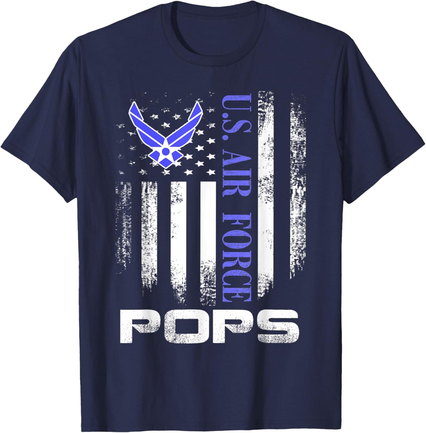 Vintage U.S. Air Force Pops With American Flag Women Kids Men T-Shirt - T-Shirt | Navy