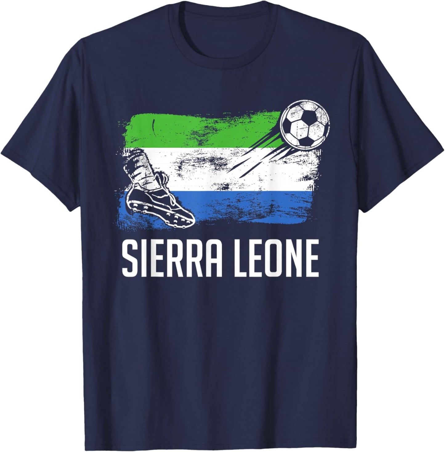 Sierra Leone Flag Jersey Sierra Leonian Soccer Team T-Shirt - T-Shirt | Navy