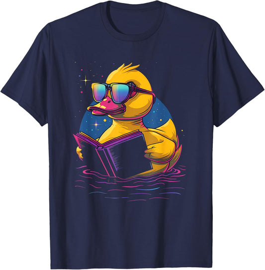 Rubber Duck Rubber Duckie Reading Book Rubber Duckling T-Shirt - T-Shirt | Navy