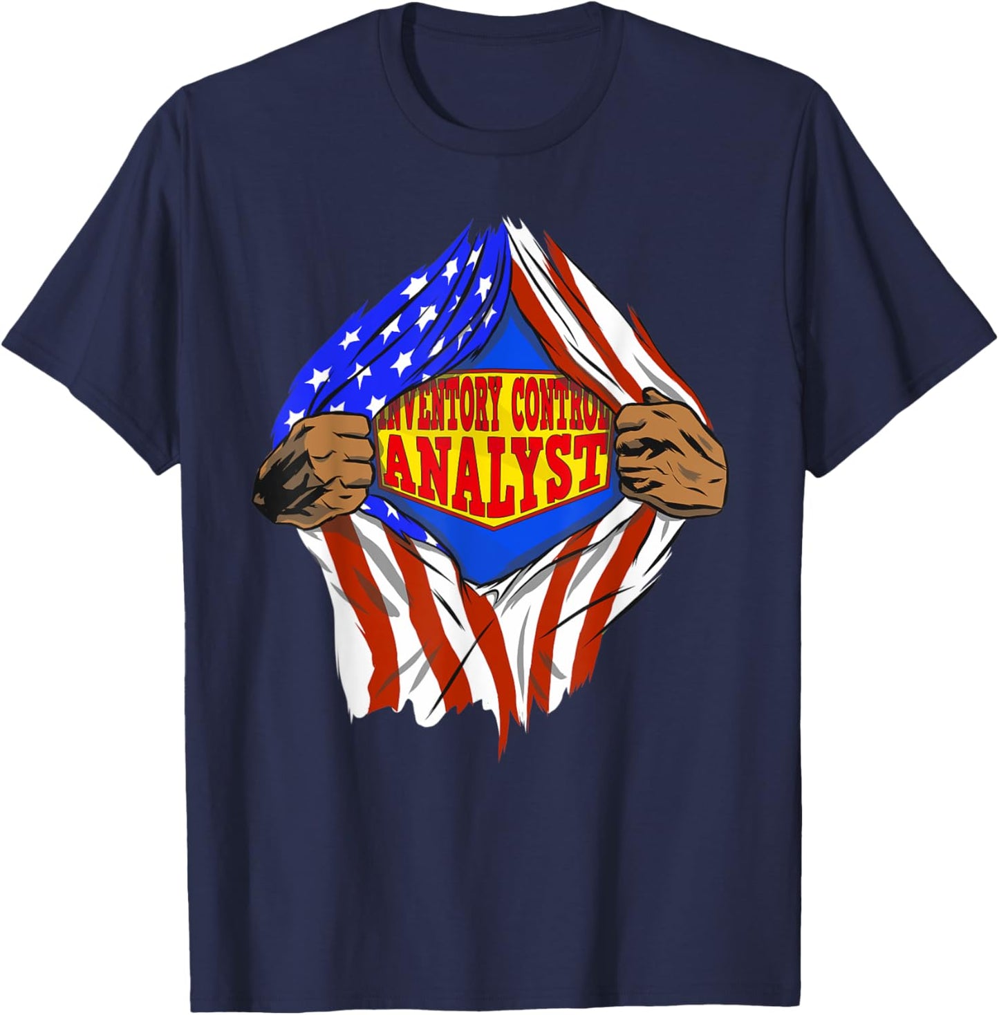 Funny Super Inventory Control Analyst Hero Job T-Shirt - T-Shirt | Navy
