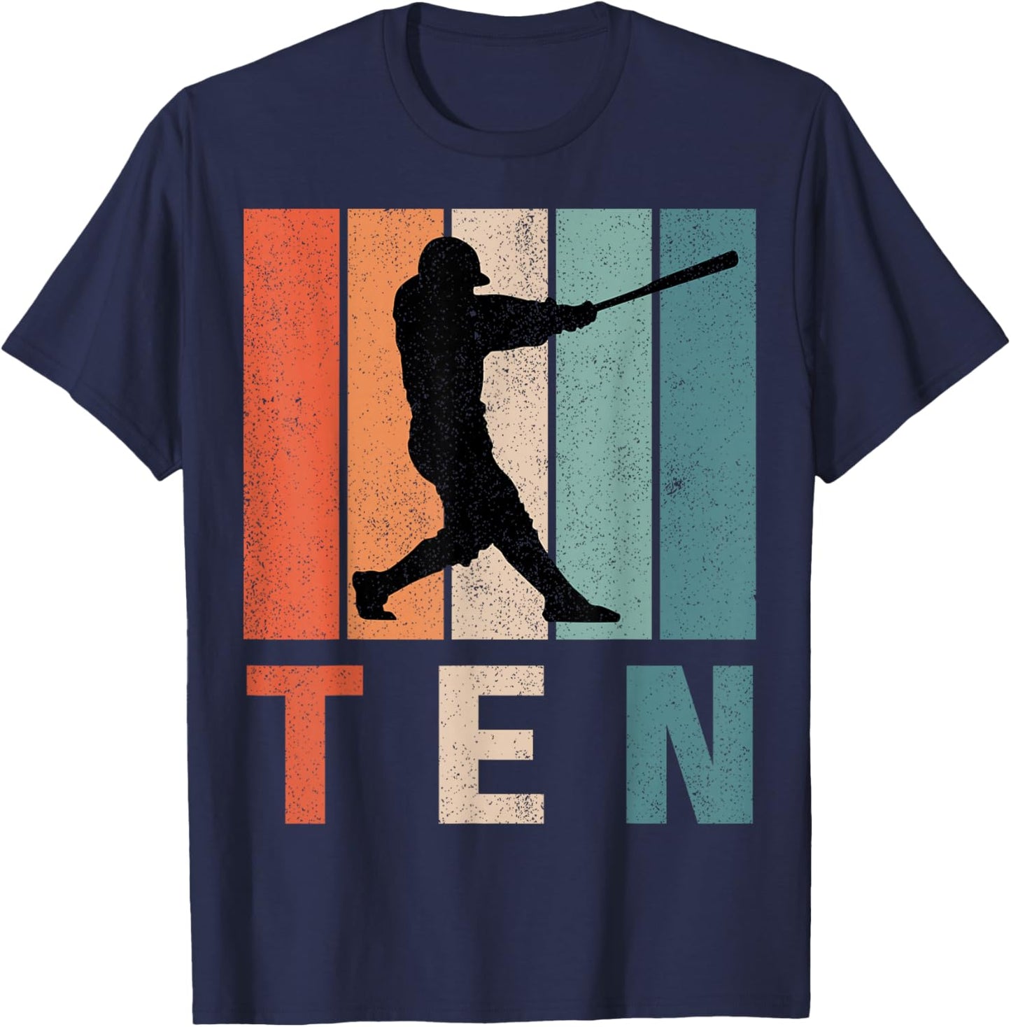 10th Birthday Retro Baseball Player Boys Kids 10 Years Old T-Shirt - T-Shirt | Navy