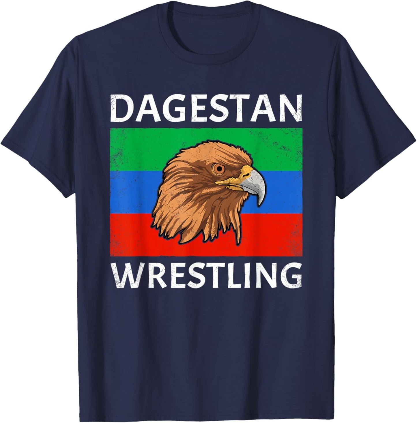 Sambo Dagestan Wrestling Eagle Dagestan Flag T-Shirt - T-Shirt | Navy