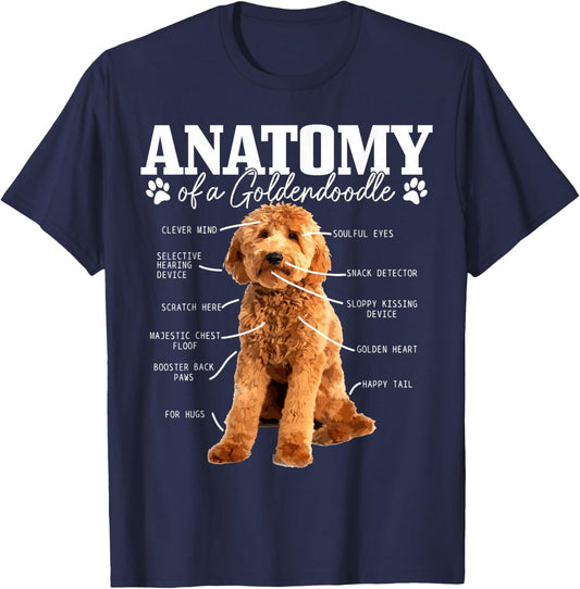 Anatomy of A Goldendoodle Funny Cute Dog Doodle Mom Dad T-Shirt - T-Shirt | Navy