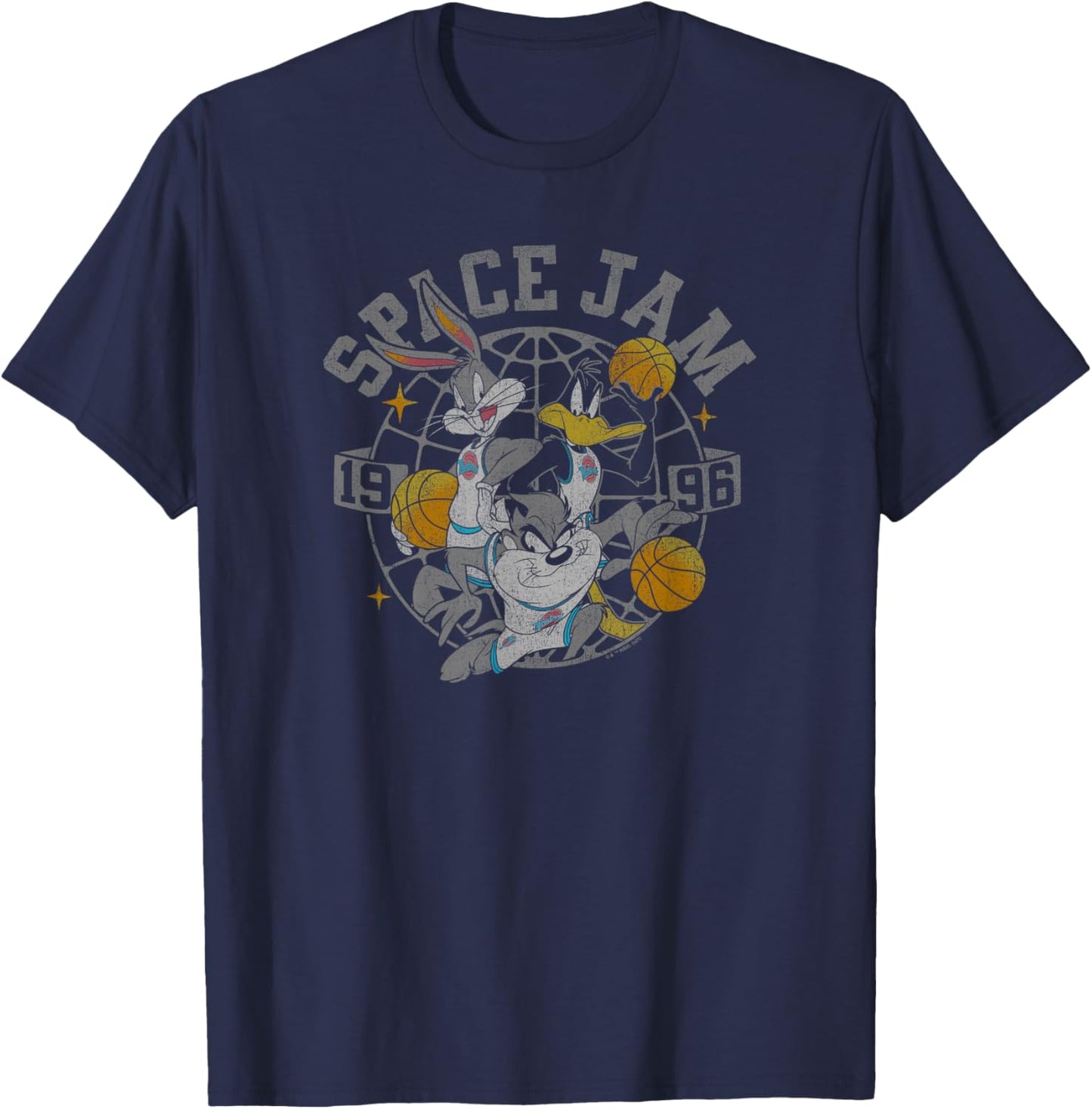 Space Jam Classic Distressed Group Poster T-Shirt - T-Shirt | Navy
