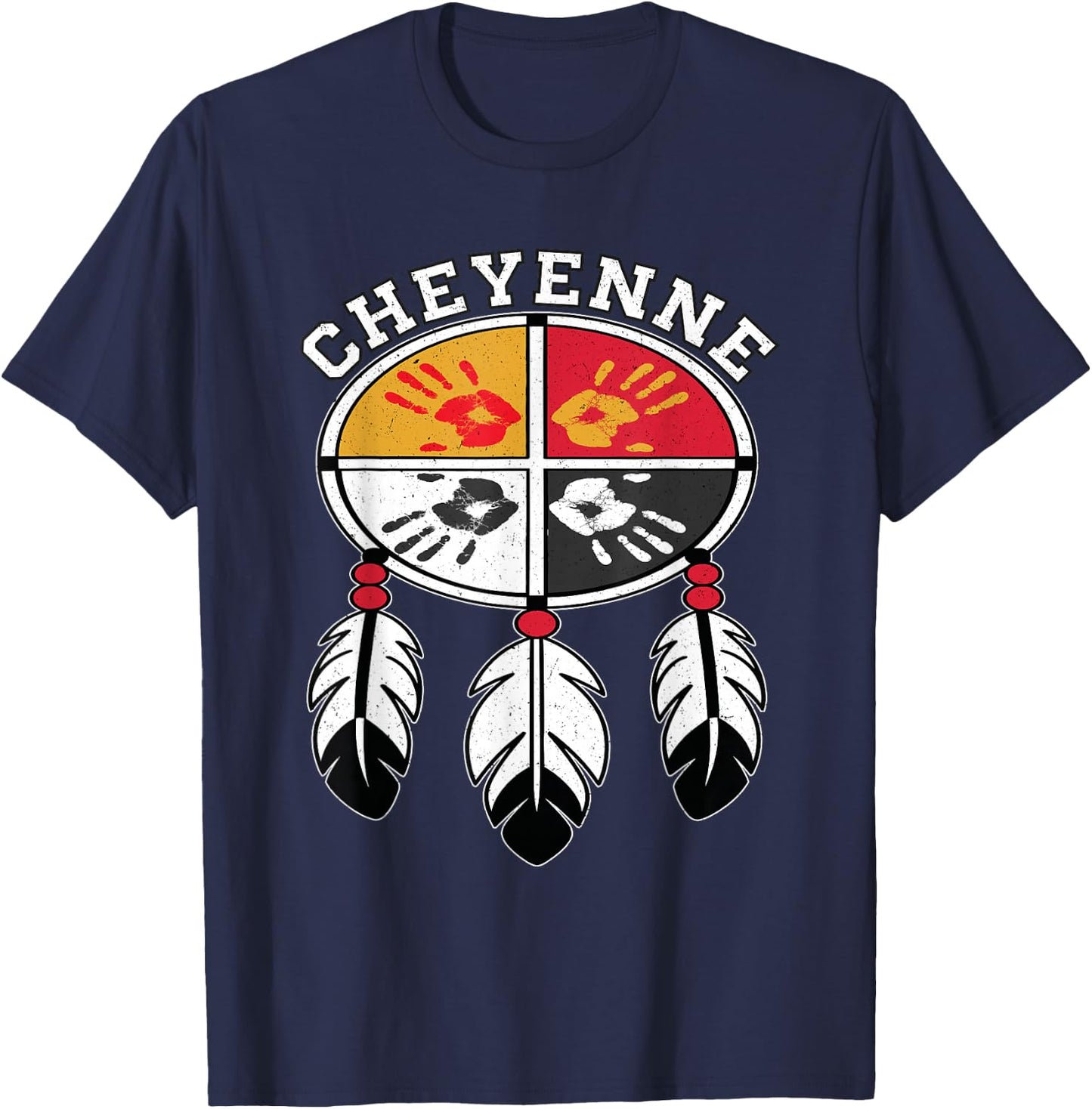 Cheyenne Medicine Wheel Indigenous Native American Tribe T-Shirt - T-Shirt | Navy
