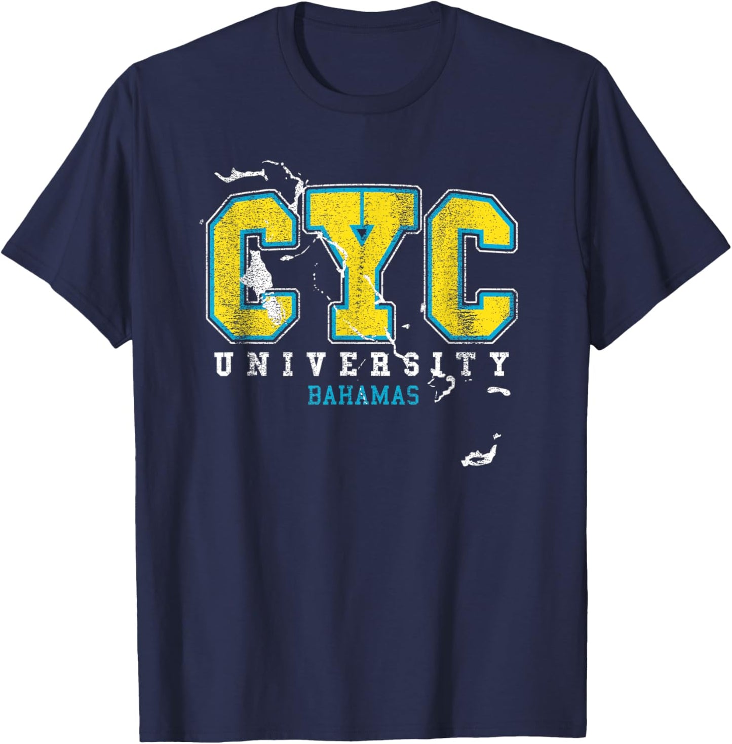 Bahamian Funny Nassau Bahamas Flag Souvenir Travel Vacation T-Shirt - T-Shirt | Navy