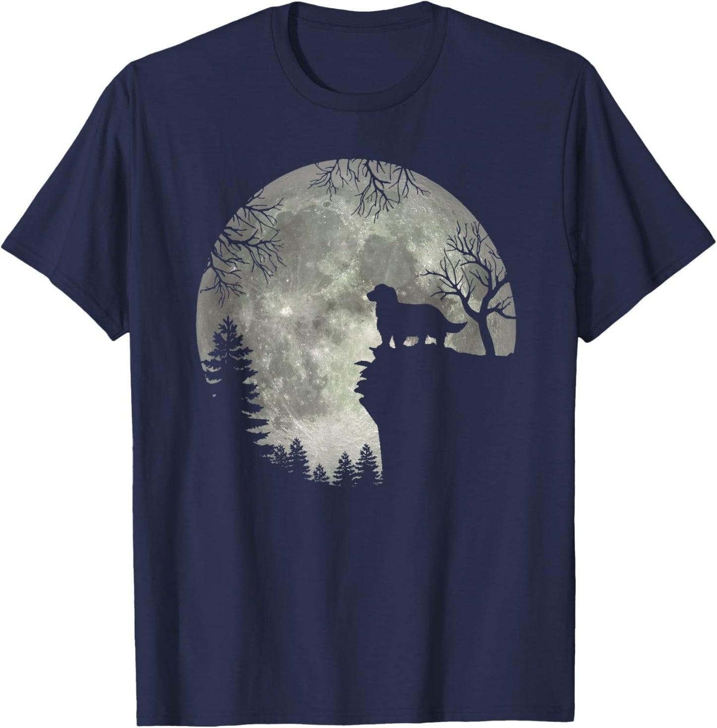 English Springer Spaniel And Moon Halloween T-Shirt - T-Shirt | Navy