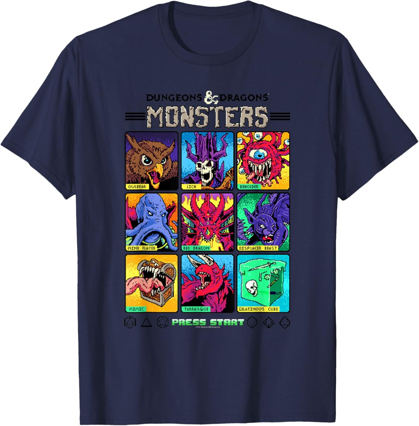 Dungeons & Dragons Wizards of the Coast Monster Select Menu T-Shirt - T-Shirt | Navy