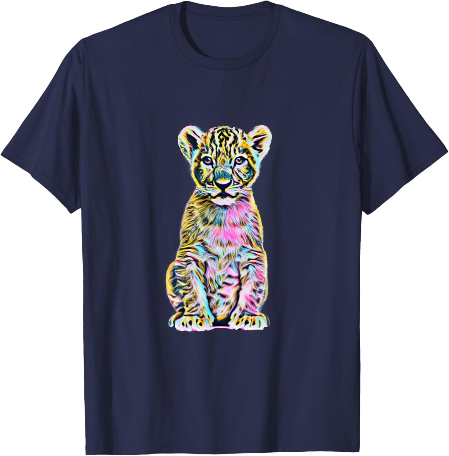 Lion Cub Motif Predator Big Cats Africa Animal Lion Lovers T-Shirt - T-Shirt | Navy