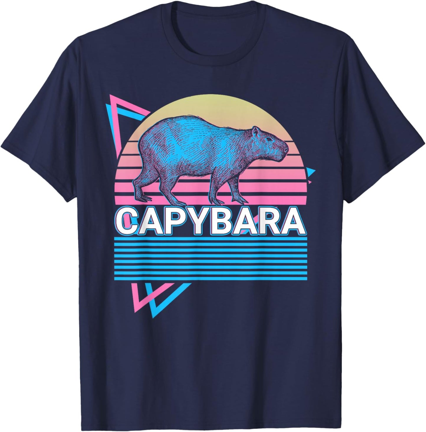 Capybara Retro T-Shirt - T-Shirt | Navy