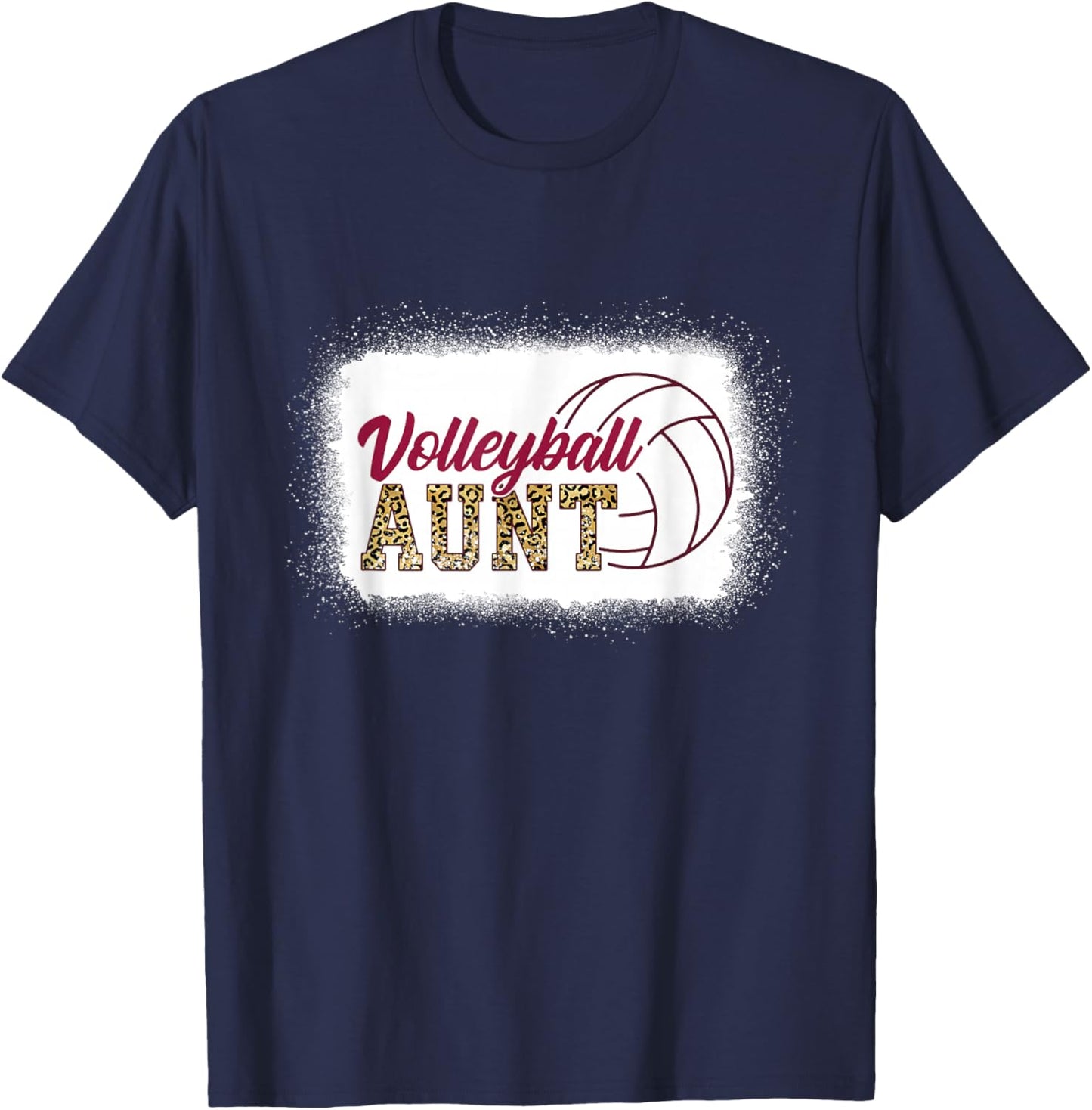 Aunt Life Volleyball Bleached Leopard Auntie T-Shirt - T-Shirt | Navy