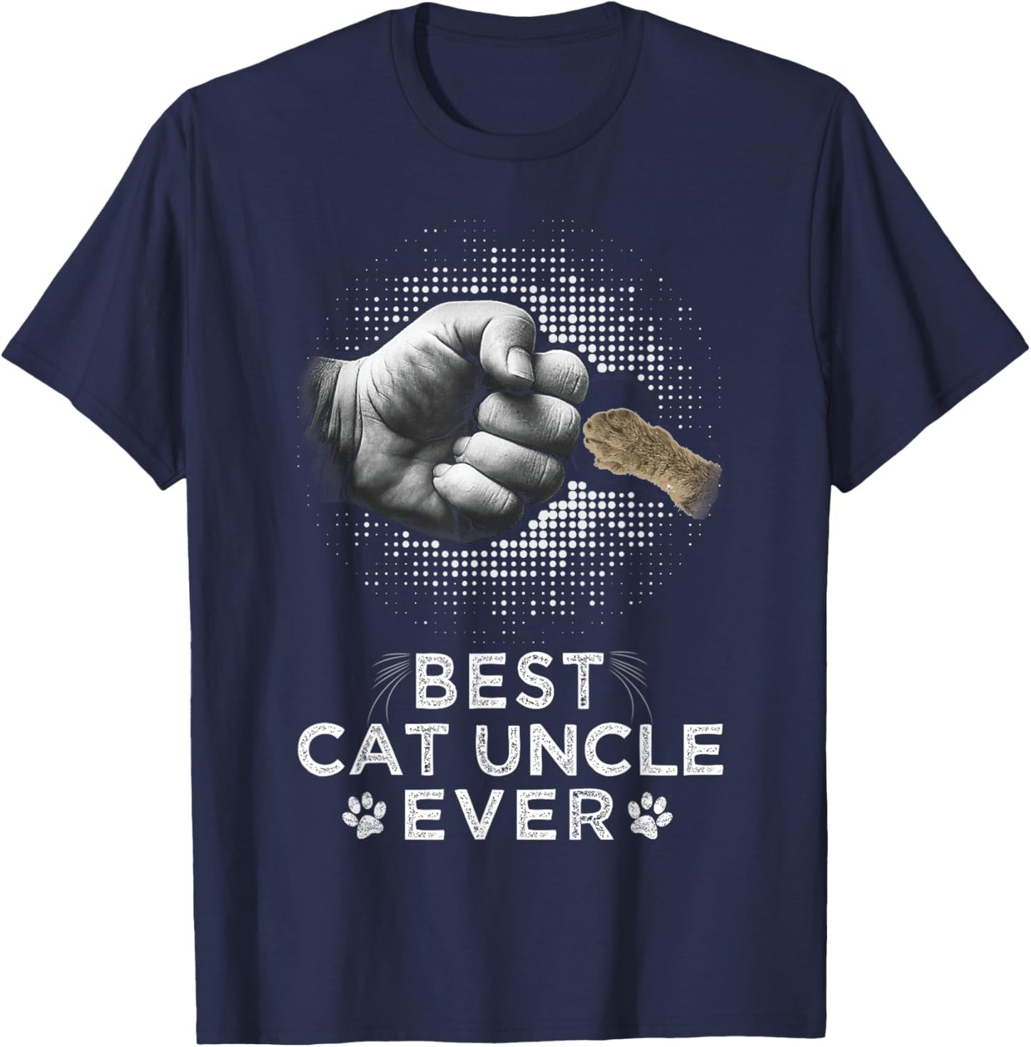 Best Cat Uncle Ever Uncle & Kitten Paw Fist Bump Cool Art T-Shirt - T-Shirt | Navy
