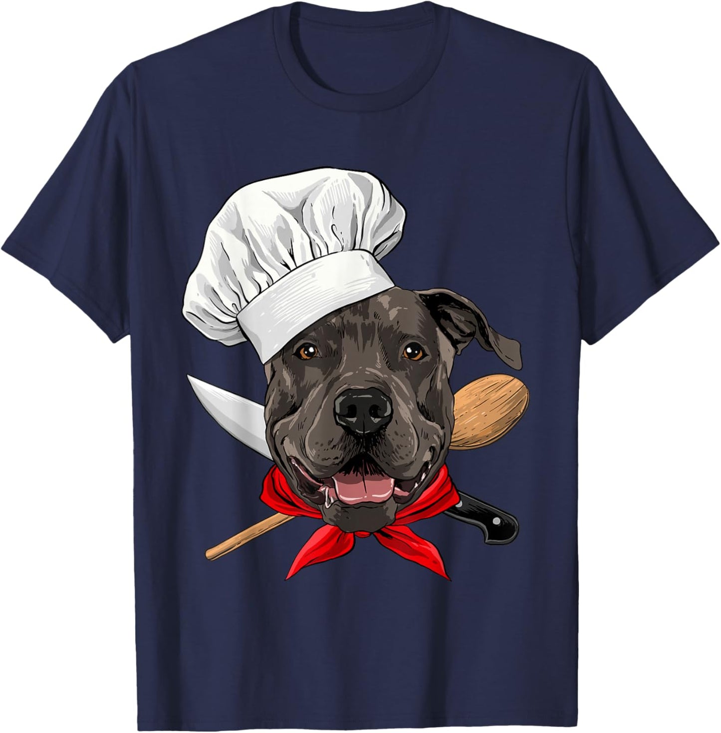 Pit Bull Chef Dog, Cooking Baking Lover T-Shirt - T-Shirt | Navy