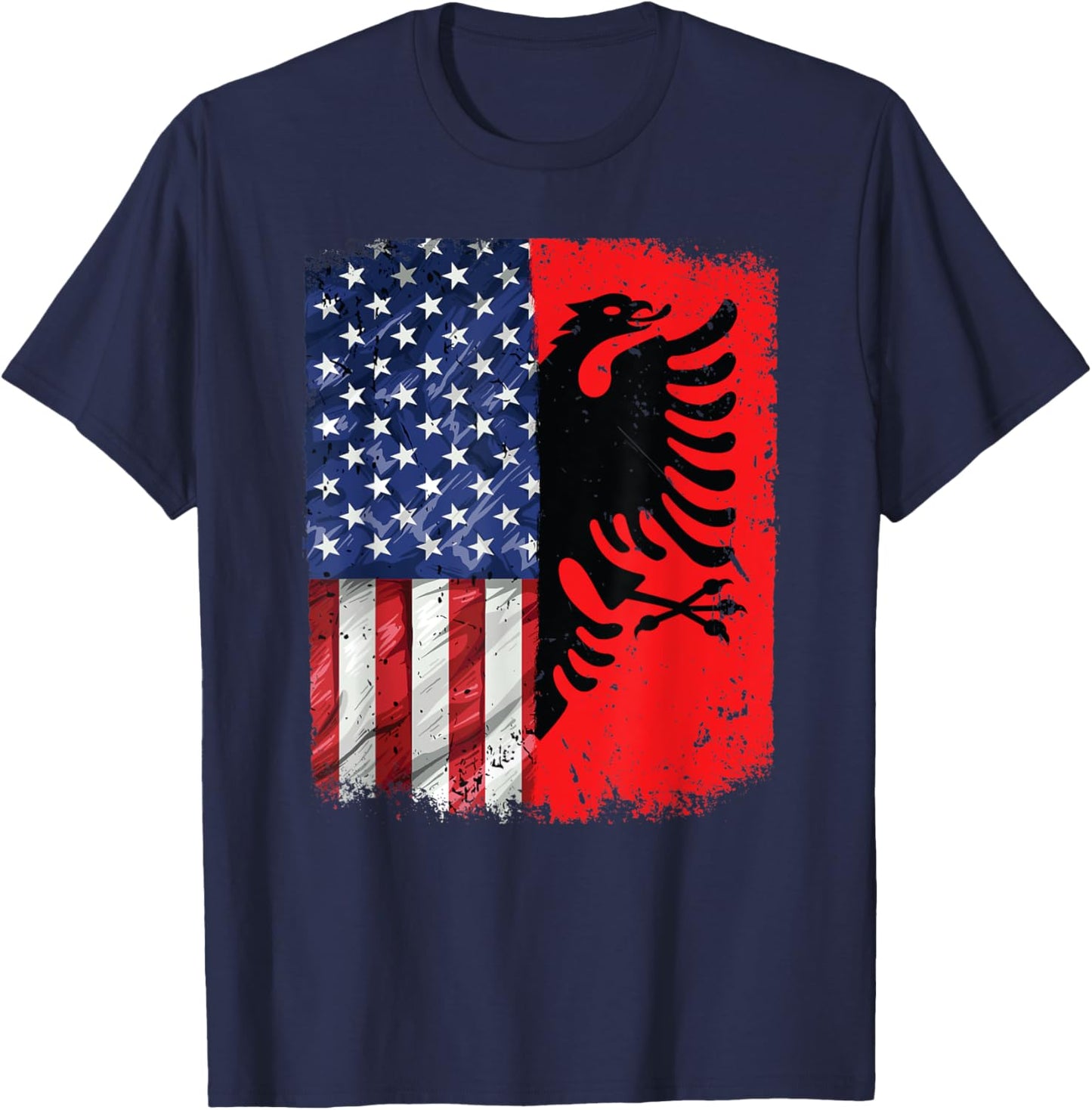 Albania USA Flag Patriotic Albanian American Flag T-Shirt - T-Shirt | Navy