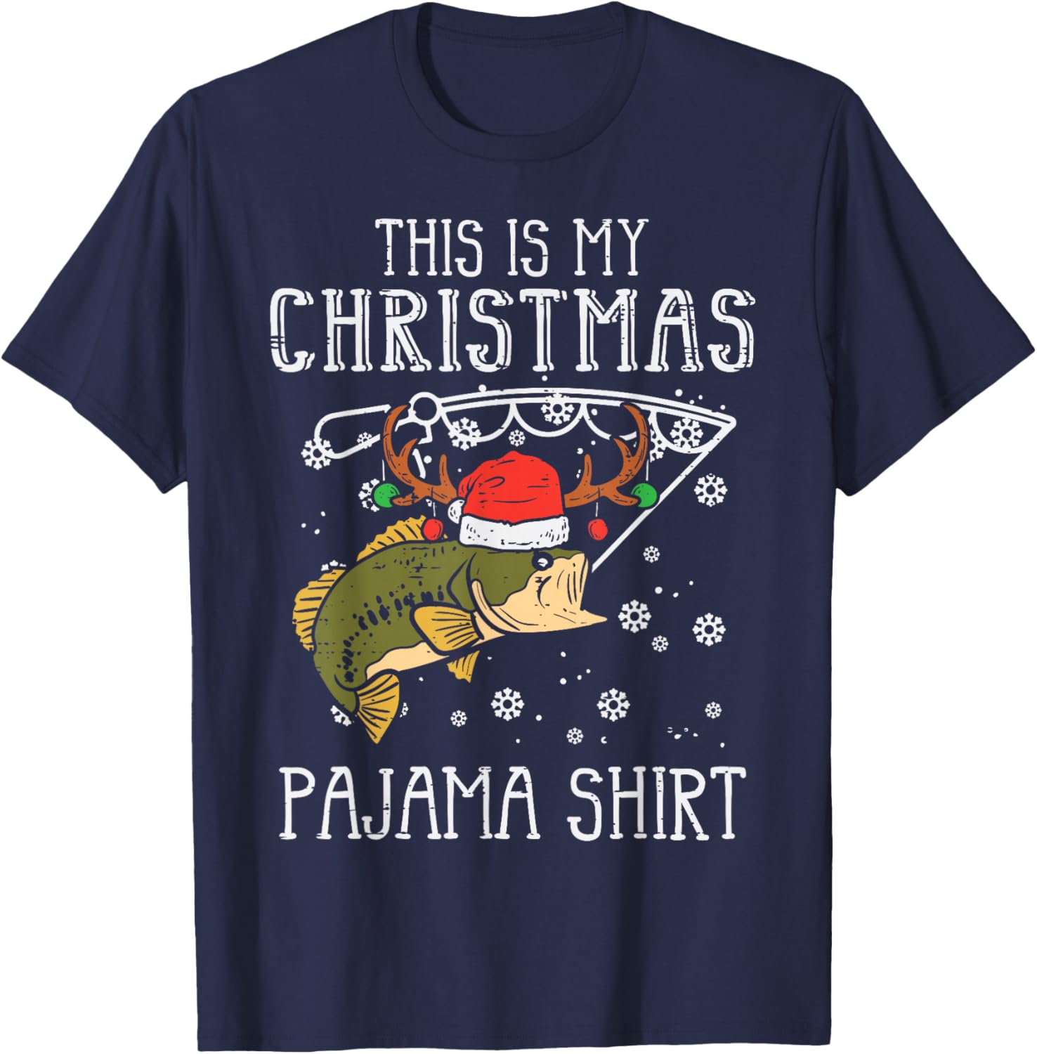 This Is My Christmas Pajama Shirt Fishing Xmas Dad Men T-Shirt - T-Shirt | Navy
