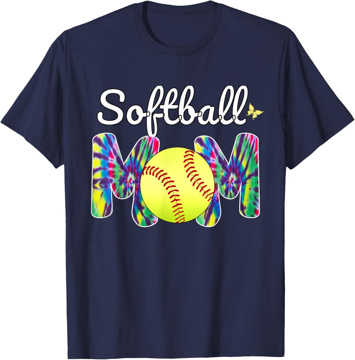 Baseball Mom Love Tie Dye Softball Mom Mothers Day 2024 T-Shirt - T-Shirt | Navy