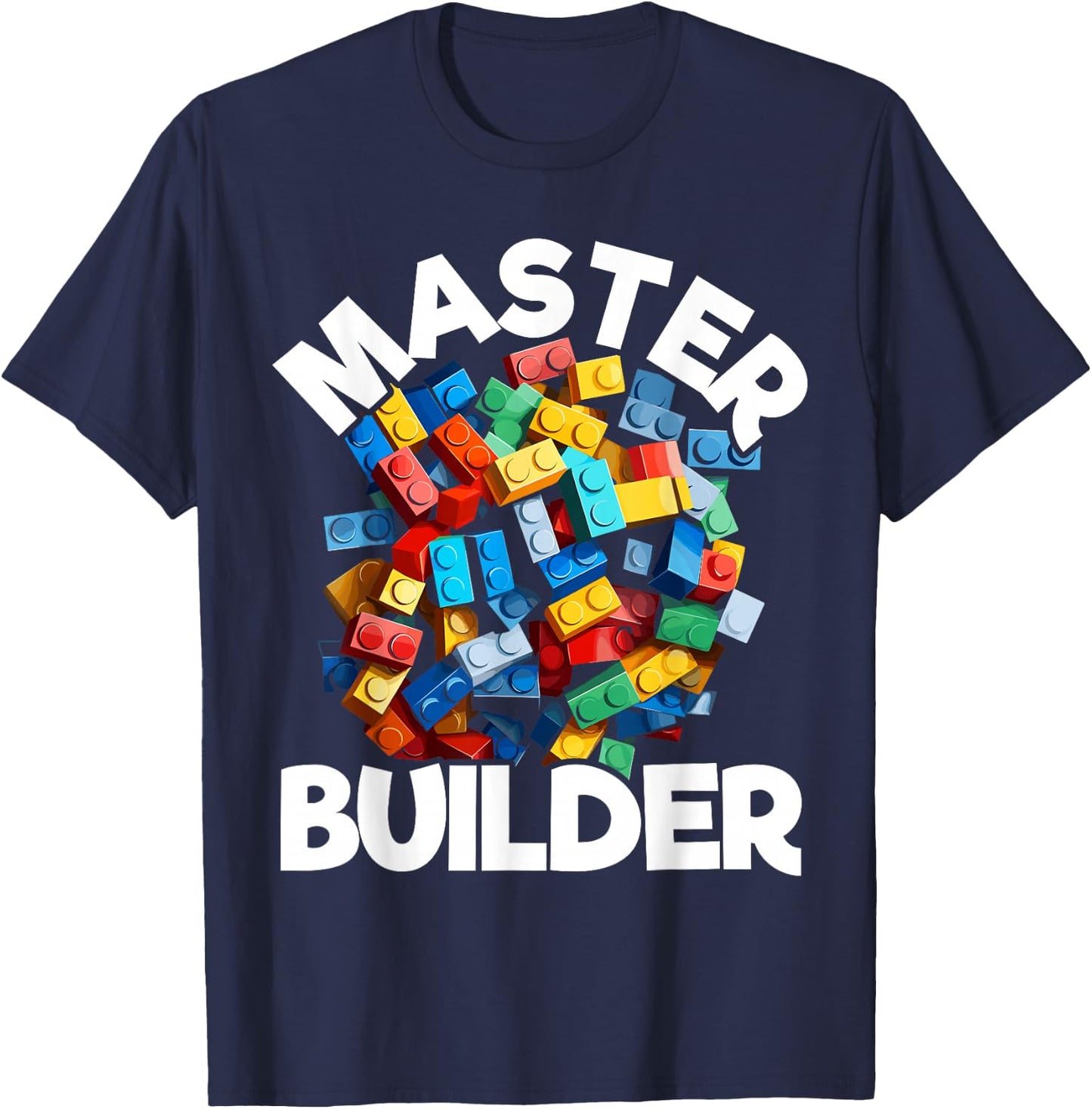 Master Builder Bricks Blocks Play Toys T-Shirt - T-Shirt | Navy