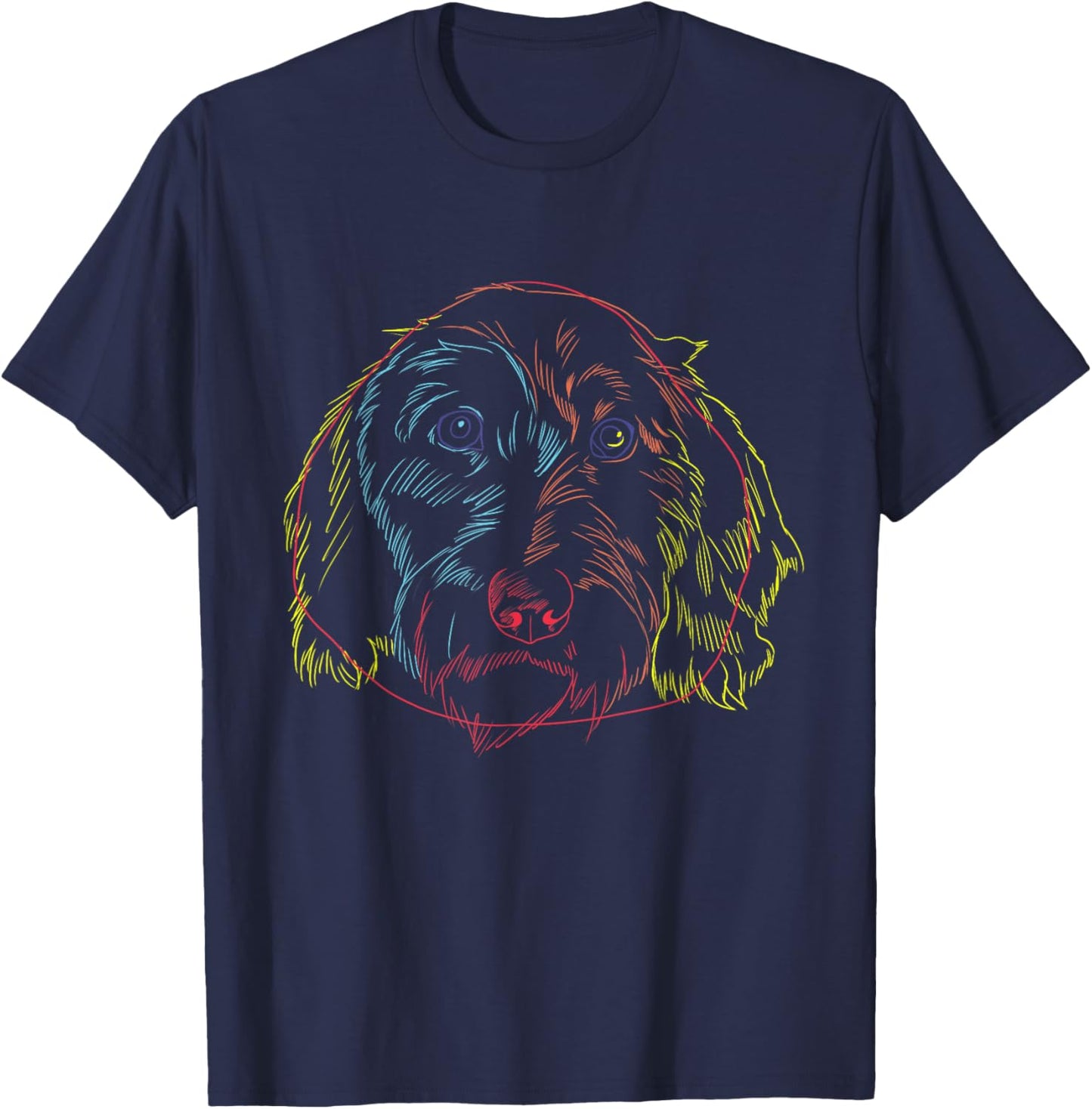 Colorful Dog Wirehaired Dachshund T-Shirt - T-Shirt | Navy