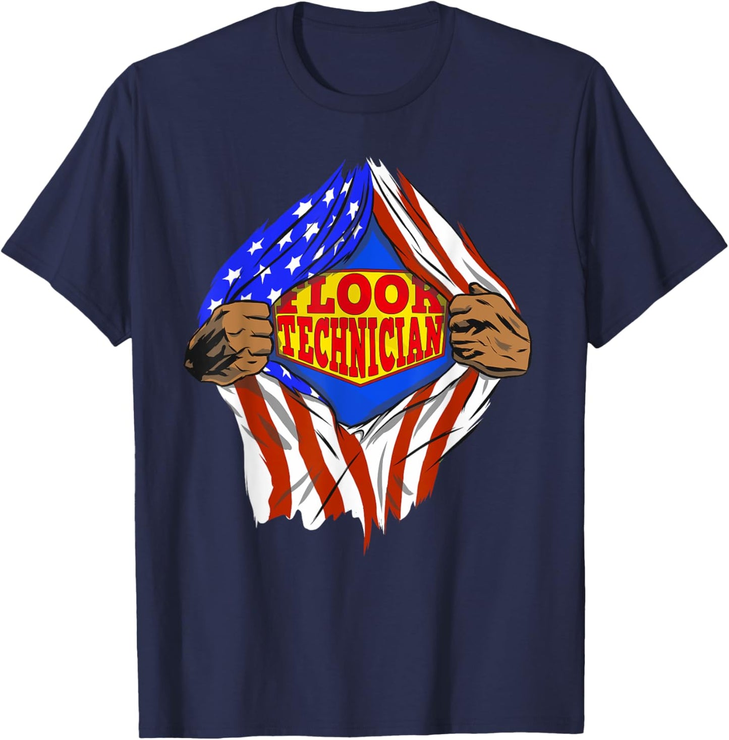 Funny Super Floor Technician Hero Job T-Shirt - T-Shirt | Navy