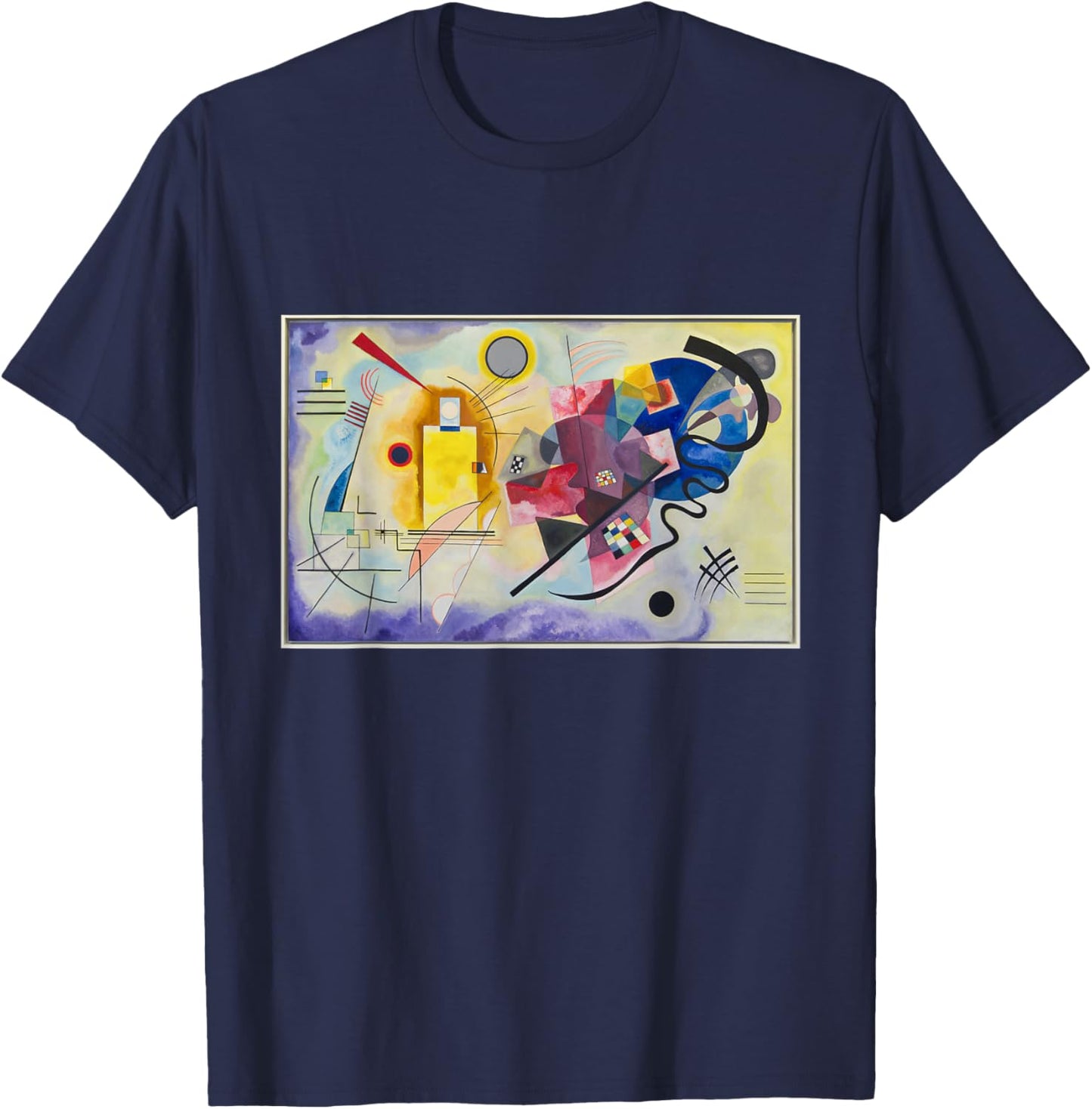 Kandinsky Yellow-Red-Blue Abstraction Art Contemporary T-Shirt - T-Shirt | Navy