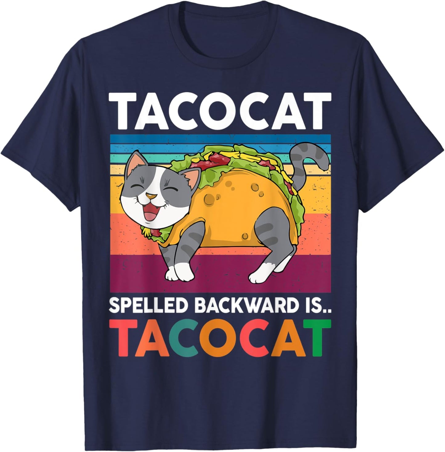 Taco Cat-Shirt Women Men Youth Kids Spelled Backward Tacocat T-Shirt - T-Shirt | Navy