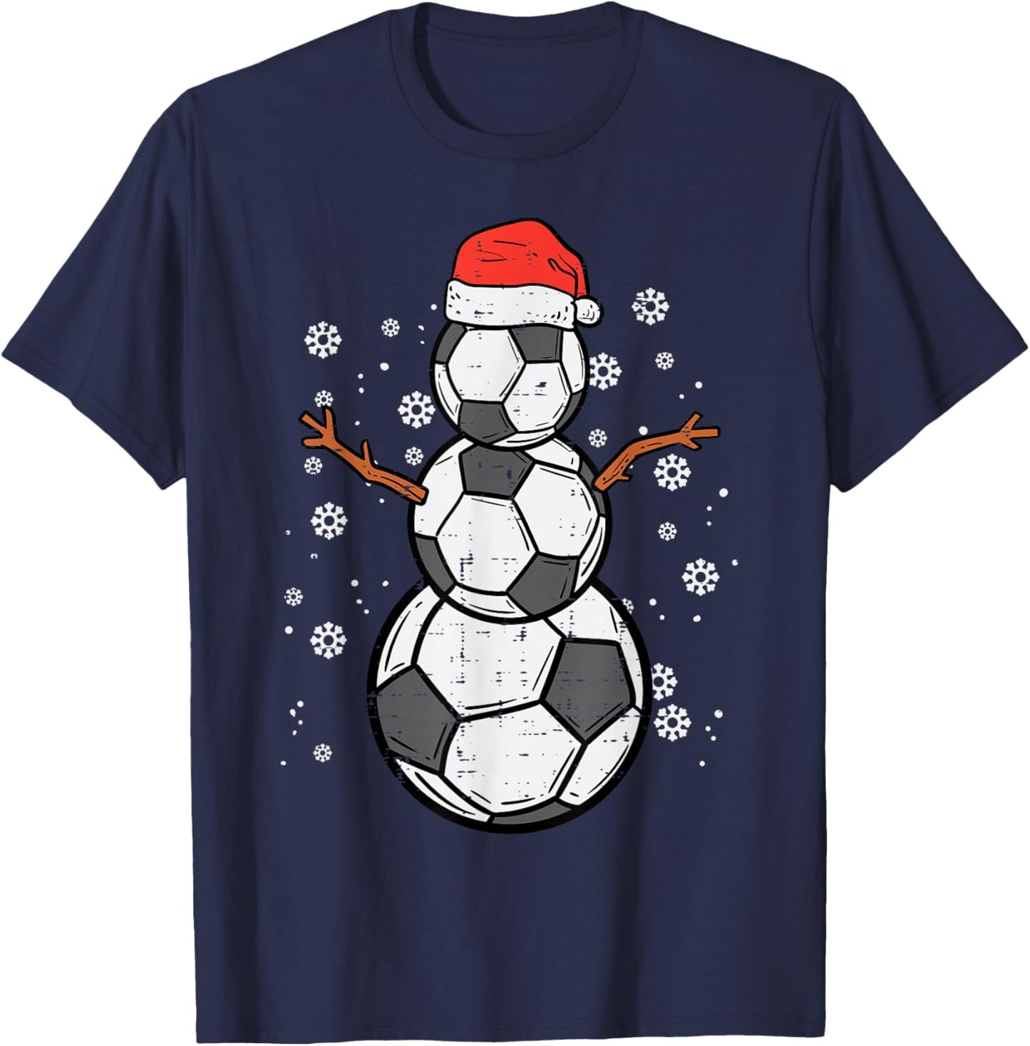 Soccer Snowman Xmas Christmas Sports Boys Girls T-Shirt - T-Shirt | Navy