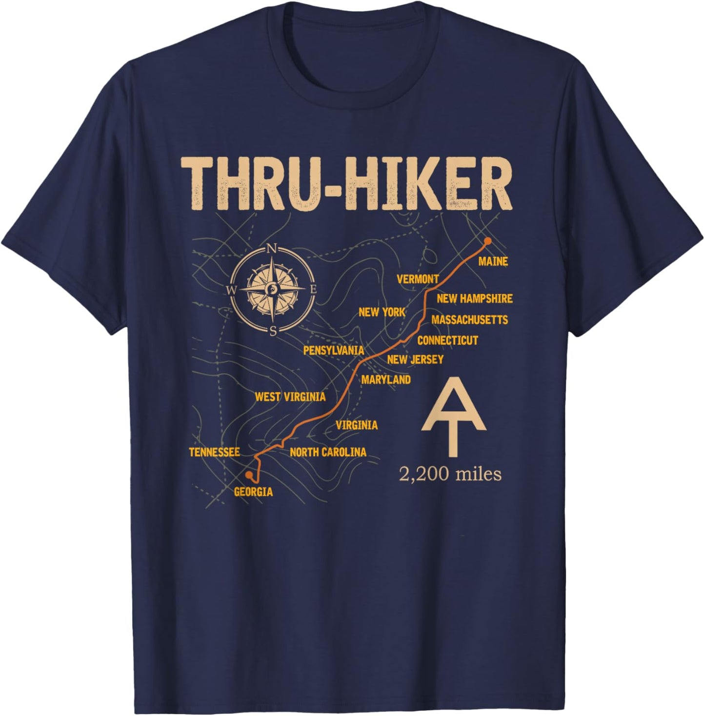 Thruh Hiker, Appalachian Trail Hiking T-Shirt - T-Shirt | Navy